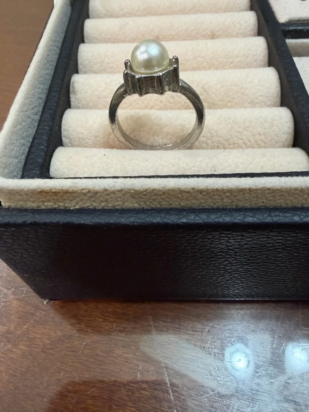 Classic Pearl Halo Silver Ring in White Pearl